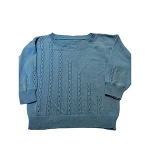 Vintage Handknit Baby Blue Sweater with Beads S/M